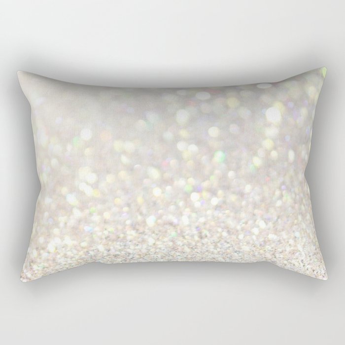 White Iridescent Glitter Rectangular Pillow