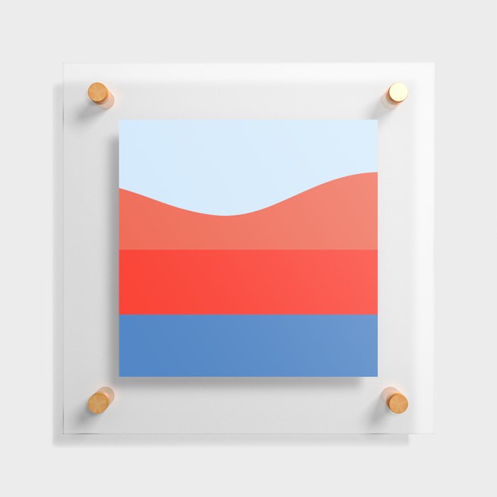 Minimalistic Wave Colorful Retro Art Pattern Design Floating Acrylic Print