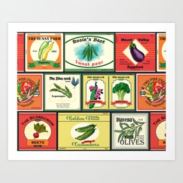Vintage canned goods-Vegetables labels Art Print