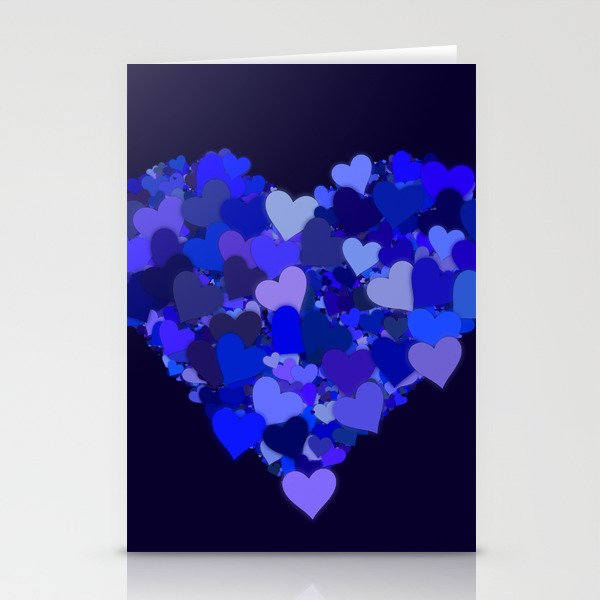 Violet Blue Hearts Stationery Cards