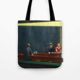 Portrait version NIGHTHAWKS downtown diner late at night iconic cityscape painting by Edward Hopper Tote Bag