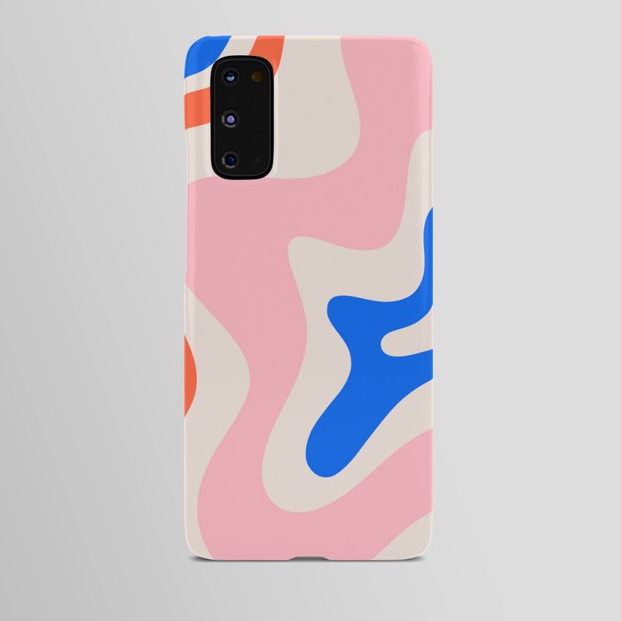 Retro Liquid Swirl Abstract Pattern Square Pink, Orange, and Royal Blue Android Case