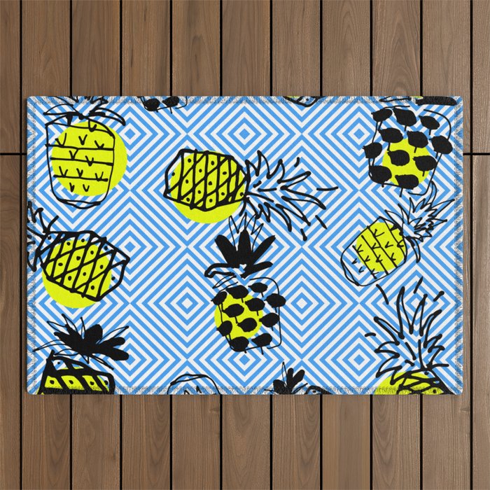 colorful pineapple party pattern Outdoor Rug