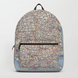 Highway Map Southeastern Section of the United States - Vintage Illustrated Map-road map Backpack