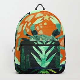Third Eye Zodiac, Cancer Backpack | Decoupage, Leaves, Green, Fabric, Paint, Folk, Cosmic, Painting, Digital, Acrylic 