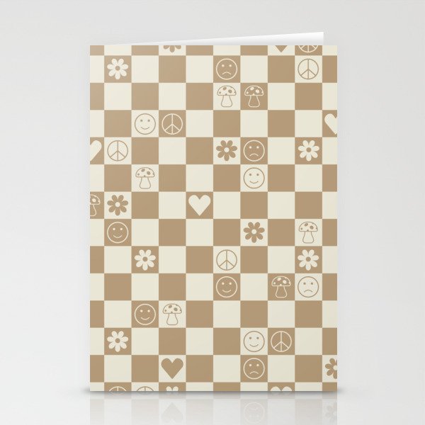 Happy Checkered pattern neutral Stationery Cards