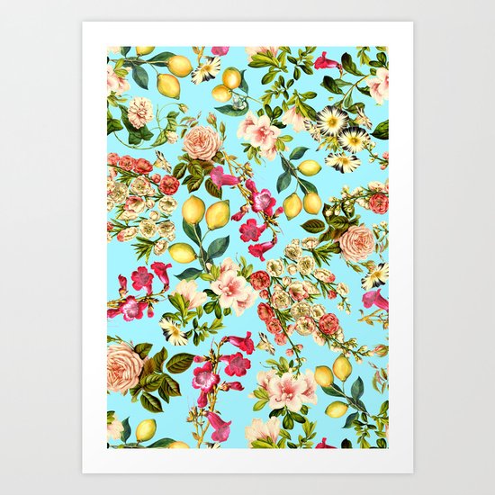 Lemon and Leaf Pattern IV Art Print