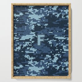 Personalized F Letter on Blue Military Camouflage Air Force Design, Veterans Day Gift / Valentine Gift / Military Anniversary Gift / Army Birthday Gift iPhone Case Serving Tray