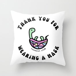 "Thank You For Wearing A Mask" Turtle - White Throw Pillow