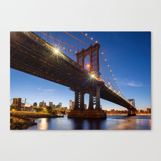 Manhattan Bridge Light night Canvas Print