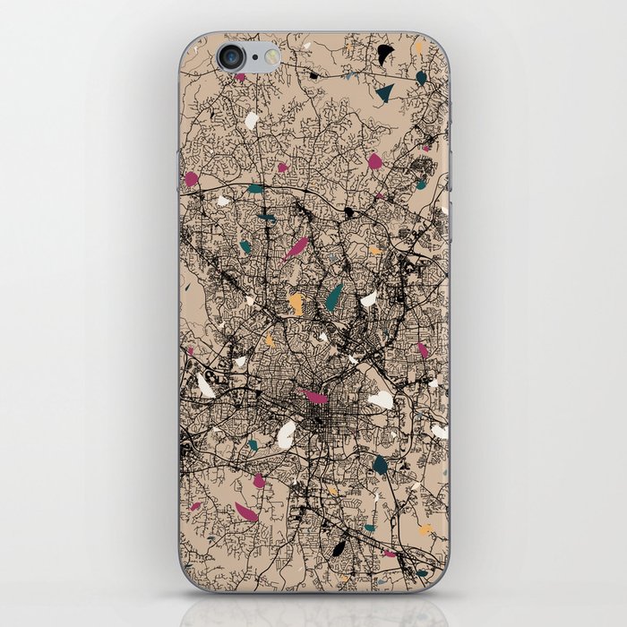 Raleigh, USA - City Map Terrazzo Collage iPhone Skin