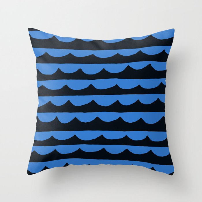Thin Scallop Line in blue and navy blue Throw Pillow