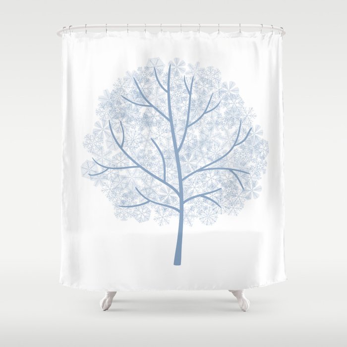 Winter Tree Covered With Snowflakes Shower Curtain By