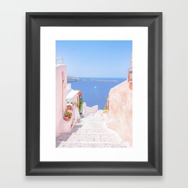 Santorini Greece Mamma Mia Pink Street Framed Art Print
