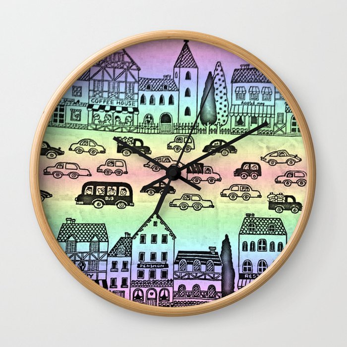Rainbow Town Wall Clock