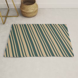 [ Thumbnail: Tan & Dark Slate Gray Colored Stripes/Lines Pattern Rug ]