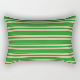 [ Thumbnail: Tan & Forest Green Colored Lines Pattern Rectangular Pillow ]