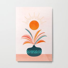 Sun Worship Colorful Plant Illustration Metal Print | Painting, Houseplant, Orange, Bright, Illustration, Desert, Curated, Art, Colorful, Sunset 