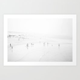 Black and White Beach - People - Minimal Beach - Ocean - Sea Travel photography Art Print