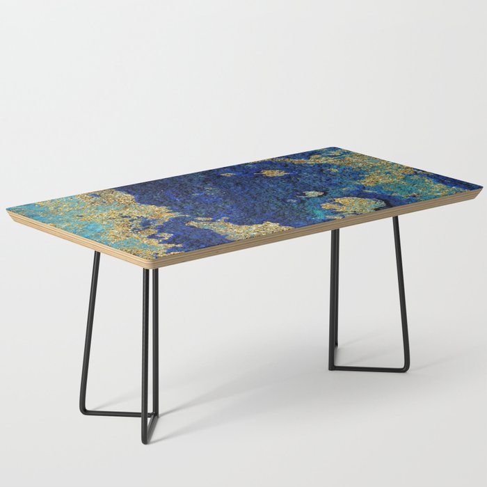 Indigo Teal and Gold Ocean Coffee Table