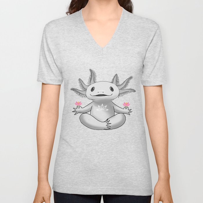 Axolotl cute Axolotl in yoga time  V Neck T Shirt