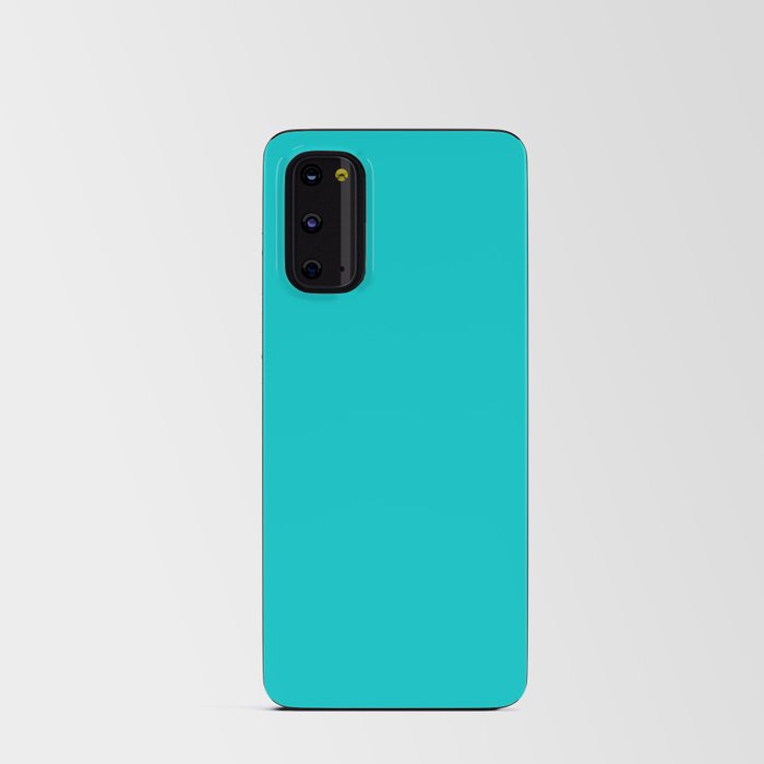 Dark Turquoise Blue Solid Color Popular Hues Patternless Shades of Blue Collection - Hex #00CED1 Android Card Case