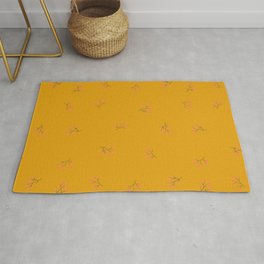 Branches With Red Berries Seamless Pattern on Mustard Background Area & Throw Rug