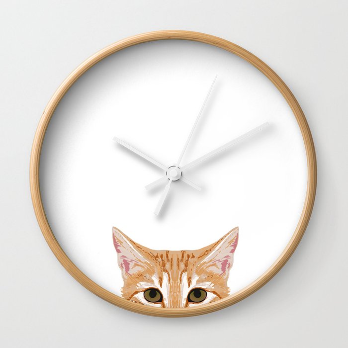 peeking tabby cat cute cat breeds pet portrait cat over pet portrait Wall Clock