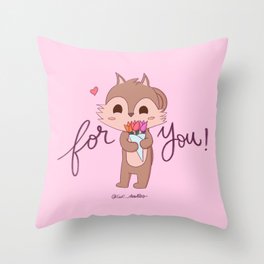 Get well soon | Flowers for you | Cute cartoon squirrel Throw Pillow