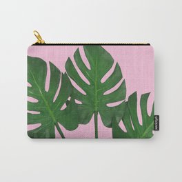 Green Monstera Plants In Pink  Carry-All Pouch | Outdoor, Minimalist, Monsteraplants, Ventures, Nature, Monstera, Green, Deliciosa, Leaf, Plants 
