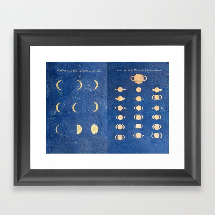17th-Century Astronomical Art by Maria Clara Eimmart: Phases of Venus and Saturn Framed Art Print
