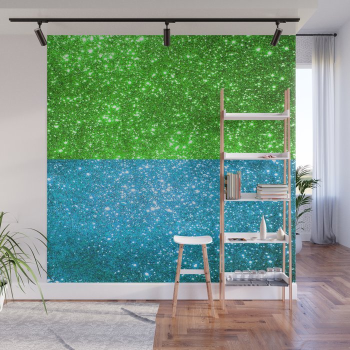 Blue And Green Glitter Trendy Collection Wall Mural