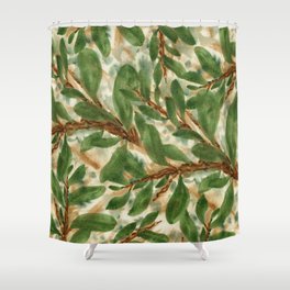 Watercolor abstract green and earthy leaves Shower Curtain