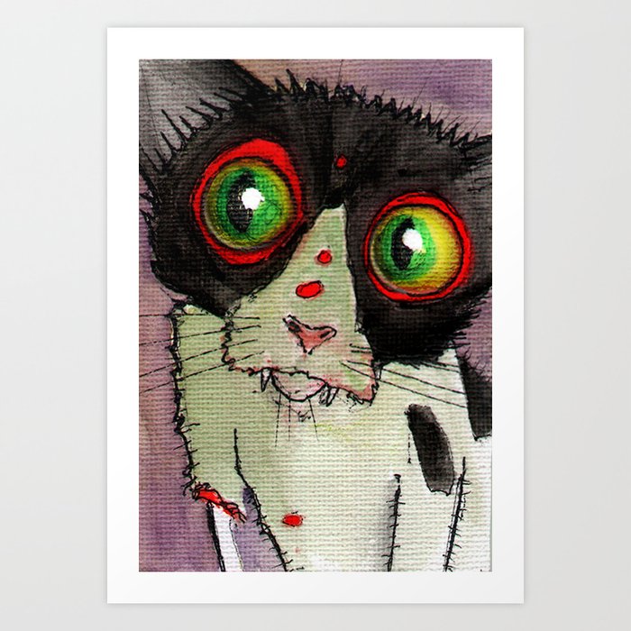 Gypsy Zombie Kitten Art Print by byron the artist