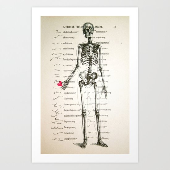 Skeleton In Love Art Print