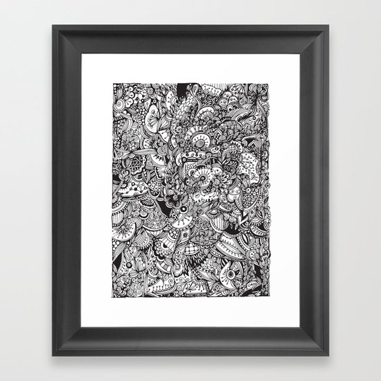Detailed rectangle, black and white Framed Art Print