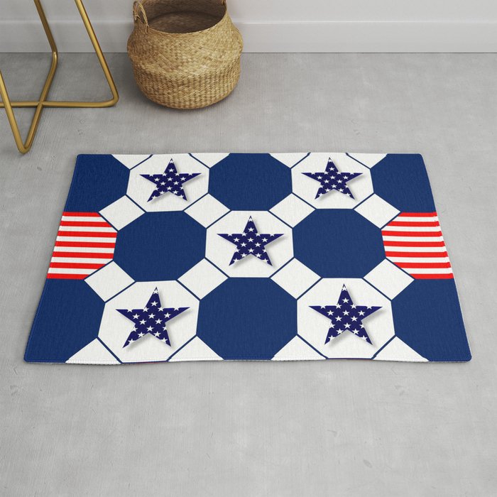 Nautical Patriotic Hexagons Rug