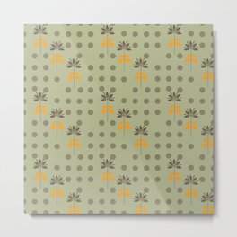 Retro Floral Sage Green Polka Dot Background Pattern Metal Print