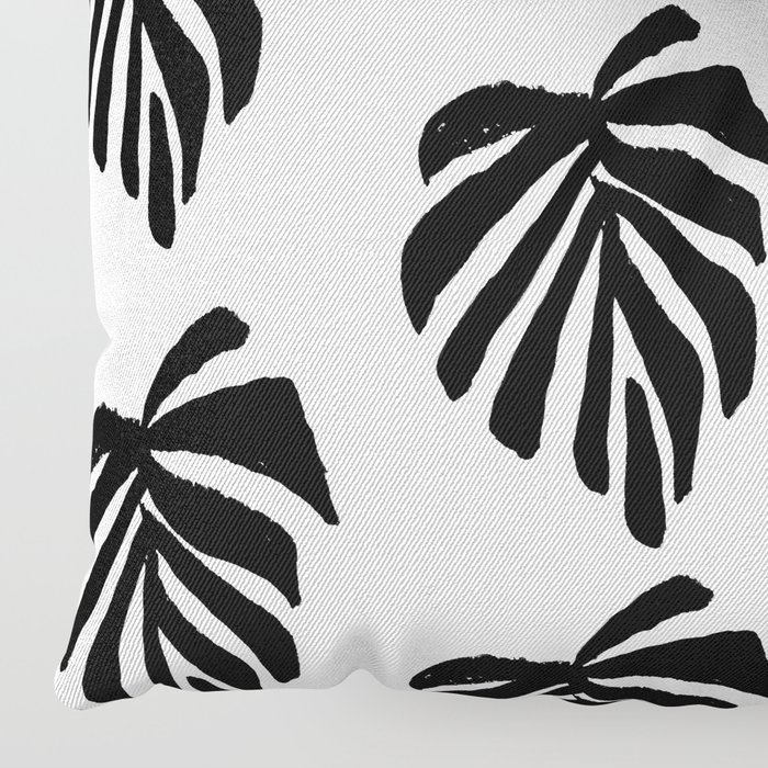 monstera leaf pattern black and white linocut minimal tropical