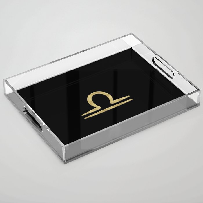 Libra Zodiac Symbol Gold & Black Acrylic Tray