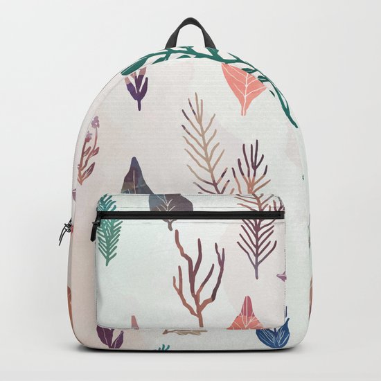 Mix of plants and watercolor leaves Backpack