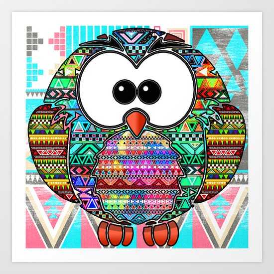 Owl aztec tribal best design Art Print