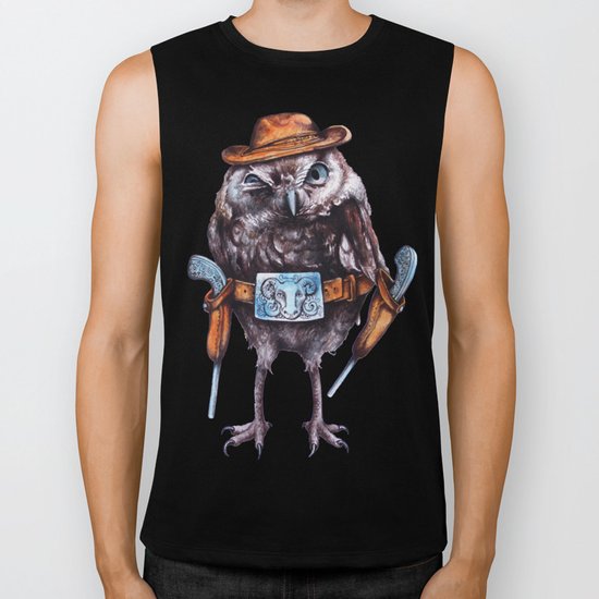 cowboy owl Biker Tank