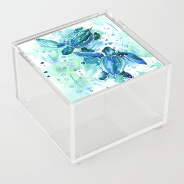 Turquoise Blue Sea Turtles in Ocean Acrylic Box
