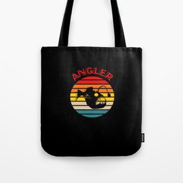 Angler Fish - Retro Sunset Tote Bag | Vintage, Fishingclothing, Underwater, Fishingshirt, Trending, Anglerfish, Grunge, Fishing, Fish, Fishingsaying 