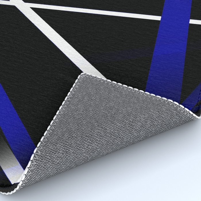 White Stripes On A Black Background Rug, Royal Blue And White Rug