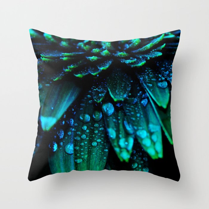 Gerbera Daisy Flower - Midnight Blue Floral Print - Flower photography by Ingrid Beddoes Throw Pillow