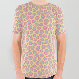 Yellow pink blue cheetah print All Over Graphic Tee