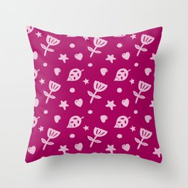 Dots & Doodles in Pink Throw Pillow