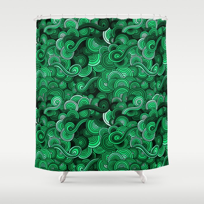 Swirly Emerald Green Shower Curtain By Rinimaldwyn Society6